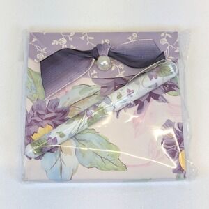 Lady Jayne Floral Matchbook Notepad & Pen Set Purple Cottage Shabby Chic (Read)